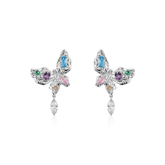 🦋Colorful zircon butterfly earrings